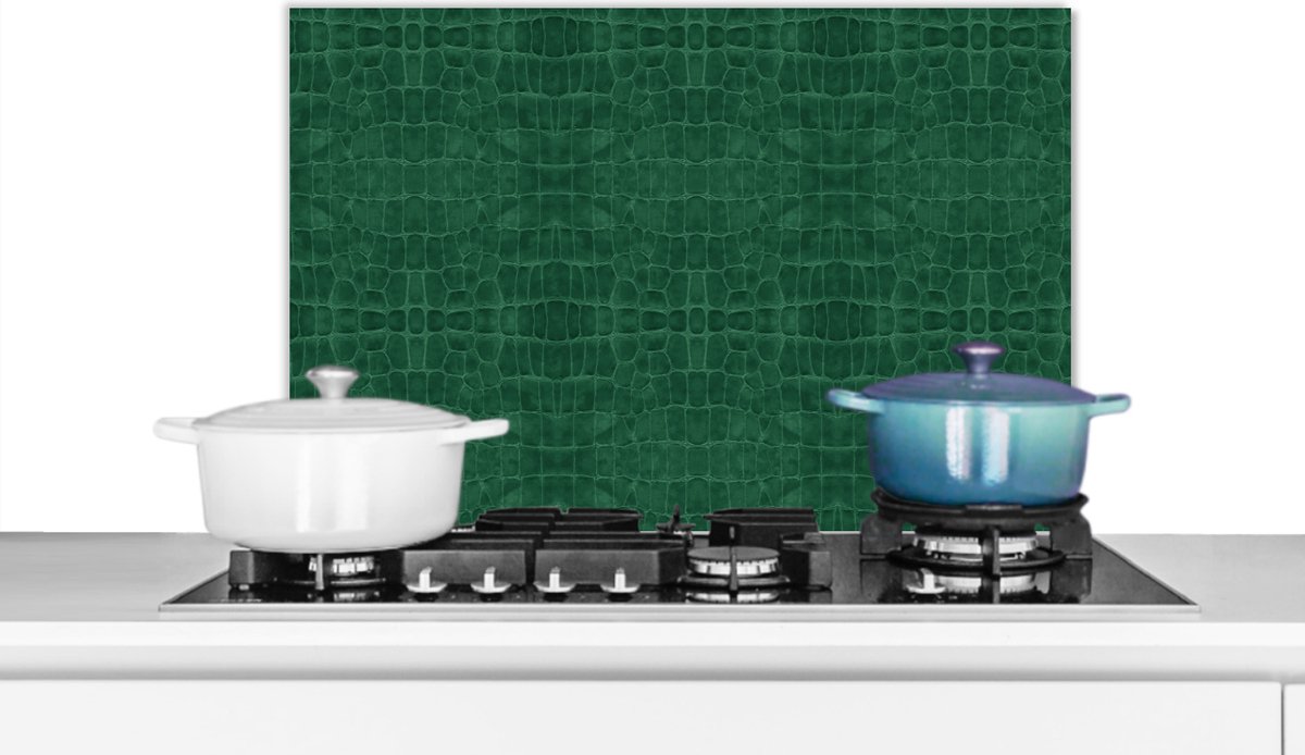Keuken spatwand - Spatscherm - Leer - Groen - Dierenhuid - Structuur - 70x50 cm - Achterwand