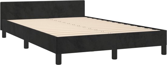 vidaXL - Bedframe - met - hoofdbord - fluweel - zwart - 120x190 - cm