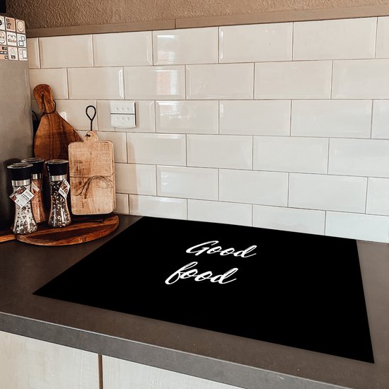 KitchenYeah® Inductie beschermer 71x52.5 cm - Quotes - Eten - Spreuken - Good food - Kookplaataccessoires - Afdekplaat voor kookplaat - Inductiebeschermer - Inductiemat - Inductieplaat mat