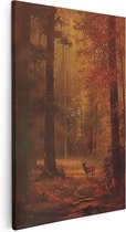 Artaza Canvas Schilderij Herten in een Bos - 40x60 - Wanddecoratie - Foto Op Canvas - Canvas Print