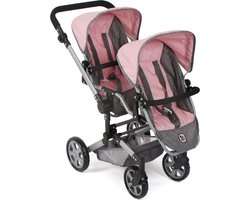 Bayer Chic 2000 - Tweeling poppenwagen Linus Duo - Melange Grijs Roze