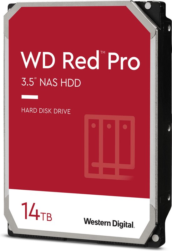 WD Red Pro NAS Hard Drive WD141KFGX - Vaste schijf - 14 TB - intern - 3.5 - SATA 6Gb/s - 7200 tpm -buffer: 512 MB