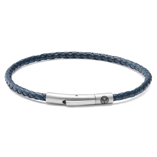 Collins | Bracelet en cuir tressé bleu marine 3 mm
