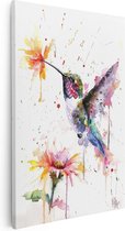 Artaza Canvas Schilderij Aquarelkunstwerk van een Kolibrie - 20x30 - Klein - Foto Op Canvas - Canvas Print