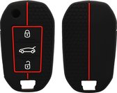 kwmobile autosleutel hoesje geschikt voor Peugeot Citroen 3-knops Smartkey autosleutel (alleen Keyless Go) - Autosleutel behuizing in zwart / rood