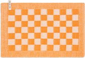 Knit Factory Gebreide Placemat - Onderlegger Block - Eetmat - Ecru/Orange - Oranje - 50x30 cm