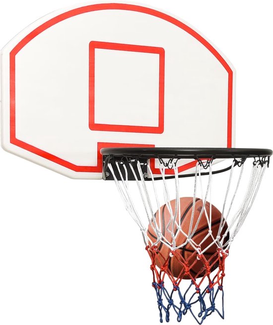 vidaXL Basketbalbord 71x45x2 cm polyetheen wit - Merkloos