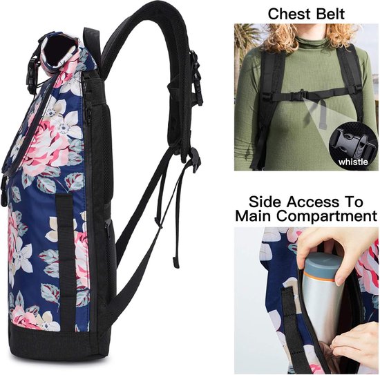Rolltop Rugzak voor Dames en Heren, Waterdichte Laptoprugzak met 25L