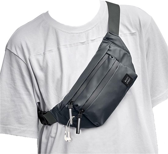 Sac Banane Ajustable Unisexe - 2 Poches, étanche, Pour Sport, Randonnée, Voyage, Course à Pied - Noir