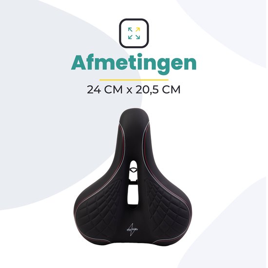 Voltano Zen Fietszadel Met Antislip Gelpads - Zwart / Rood - Uitsparing - Inclusief Zadelstrop - Unisex