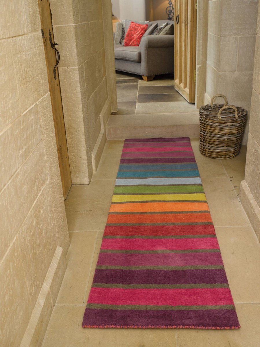 Flycarpets Loper Modern Vloerkleed - Candy - Laagpolig - Gestreept - Multi - 60x230 cm