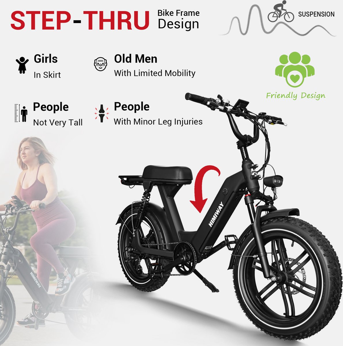 HIMIWAY Escape Pro Electric Bike 250W 48V 17.5AH E Bike 20 Fat Tire Premium Quality. bol