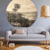 Wandcirkel Landschap met Palmbomen - Wandpanelen - 100 cm