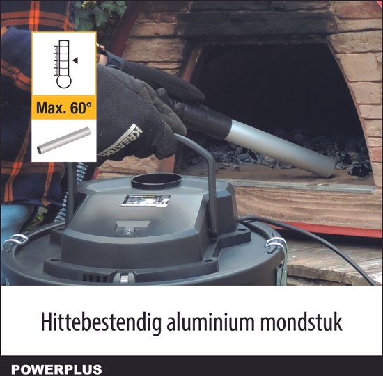 Powerplus elektrische aszuiger POWX308 - 1 200W as stofzuiger voor BBQ, kachel, brander - 20l tank - max. 60°
