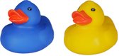 Badeendjes - rubber - 2 stuks - geel en blauw - 5 cm - kunststof - bad speelgoed