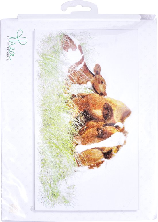 Kit Point De Croix Thea Gouverneur 449A - Vache Marron, Toile Aida, Neuf