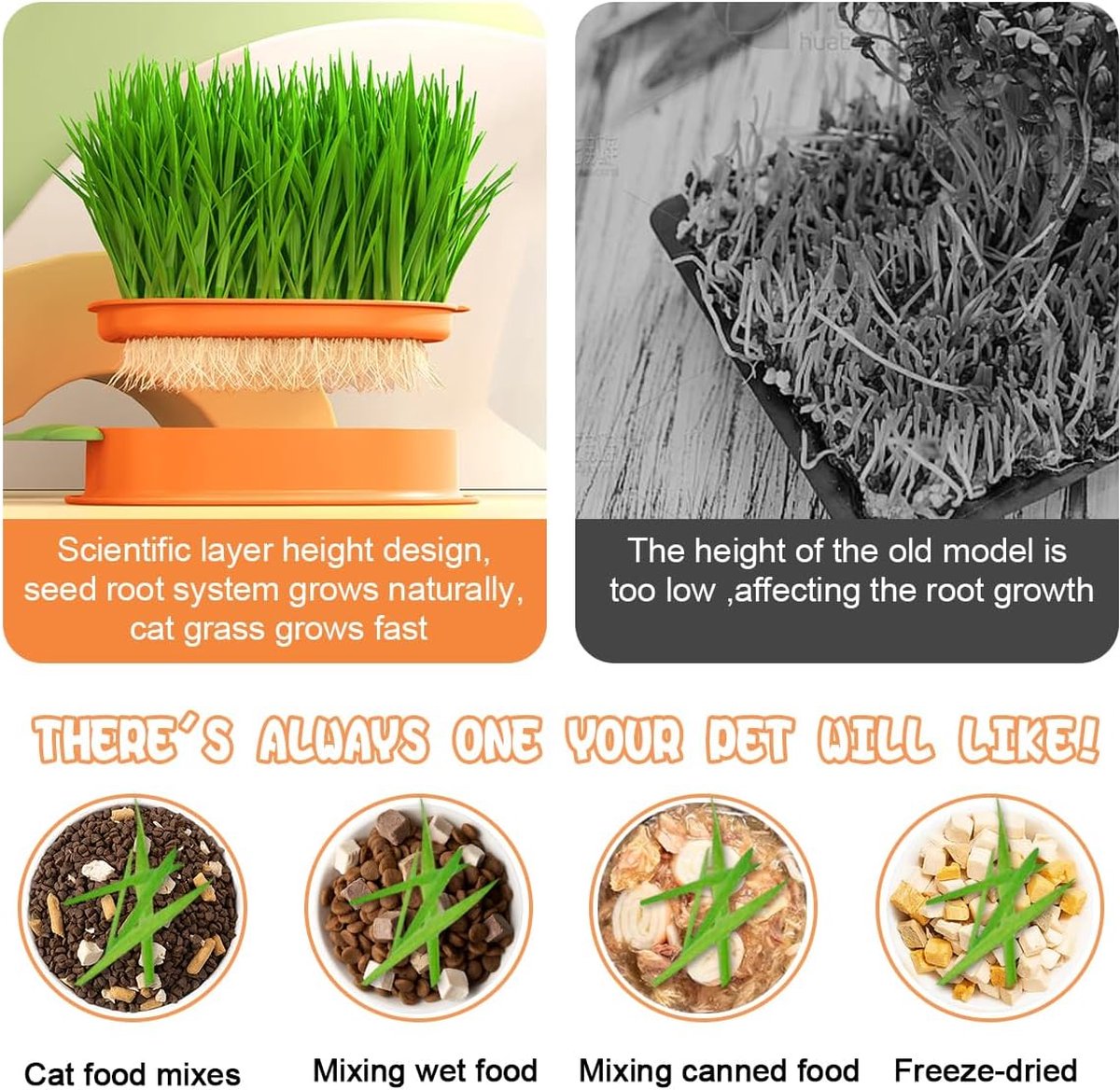 Kat Grass Hydroponic Planter, Clear Hydroponic Cat Grass Pot - Moeiteloze teelt, gekiemde dienblad, huisdieraccessoires, kattenplanter, gemakkelijk te kweken, voorkom hoofdballen