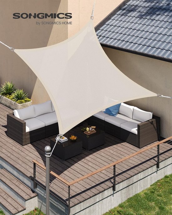 Songmics Luifel voor in de tuin, UV-bescherming, weerbestendig, HDPE ademend, 5 x 5 m