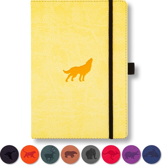 Dingbats* Wildlife A5 Notitieboek – Cream Wolf Stippen – Bullet Journal met 100 gsm Inktvrij Papier – Schetsboek met Harde Kaft, Binnenvak, Elastische Sluiting en Bladwijzer