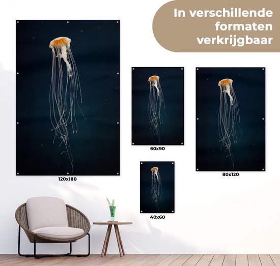Méduse sur fond sombre affiche de jardin toile en vrac 60x90 cm - Toile de jardin / Toile d'extérieur / Peintures pour l'extérieur (décoration de jardin)