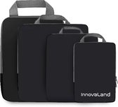 Innovaland - Cubes d'emballage Premium Set - 4 pièces - Set de Luxe - Cubes d'emballage Compression - Rangement pour sièges-auto de bagages - Cube de compression - Sac à dos Cubes d'emballage - Cubes d'emballage avec fermeture éclair de compression