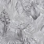 Papier peint nature Profhome 368203-GU papier peint intissé légèrement texturé dans le style jungle brillant noir blanc gris 5,33 m2