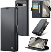 CaseMe Wallet Case met RFID Bescherming en Magneetsluiting voor Google Pixel 8 _ Zwart
