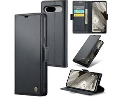 CaseMe Wallet Case met RFID Bescherming en Magneetsluiting voor Google Pixel 8 _ Zwart
