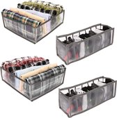Bol.com Kurtzy 4 Pak Kledingkast Kleding Organizers - 2 Grote 6 Vak Gaas Dozen & 2 Middel 7 Vak Gaas Dozen - Vouwbare Kleding/Ka... aanbieding
