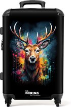 NoBoringSuitcases.com® - Grande valise Cerf avec des bois entre les graffitis - Bagage - Valise de voyage - Valise chariot - Valises 67cm