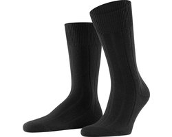 FALKE Lhasa Rib eenkleurig wol kasjmier sokken heren zwart - maat 39-42
