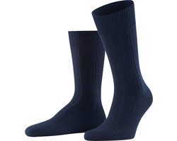 FALKE Lhasa Rib eenkleurig wol kasjmier sokken heren blauw - maat 39-42