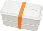 TAKENAKA Bento Snack Dual Box Coconut White milieuvriendelijke lunchbox gemaakt in Japan, BPA- & rietvrij, 100% recyclebaar plastic flesgebruik, magnetron- en vaatwasmachinebestendig, Bentobox rechthoekig W19.5xD12.5 xH9.65cm 1250ml (Kokos Wit)