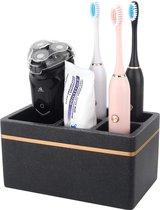 Toothbrush Holder 5 Slots Hygienic Electric Toothbrush Holder with Storage Stand Organizer for Bathroom - Black Gravel Bathroom organizer