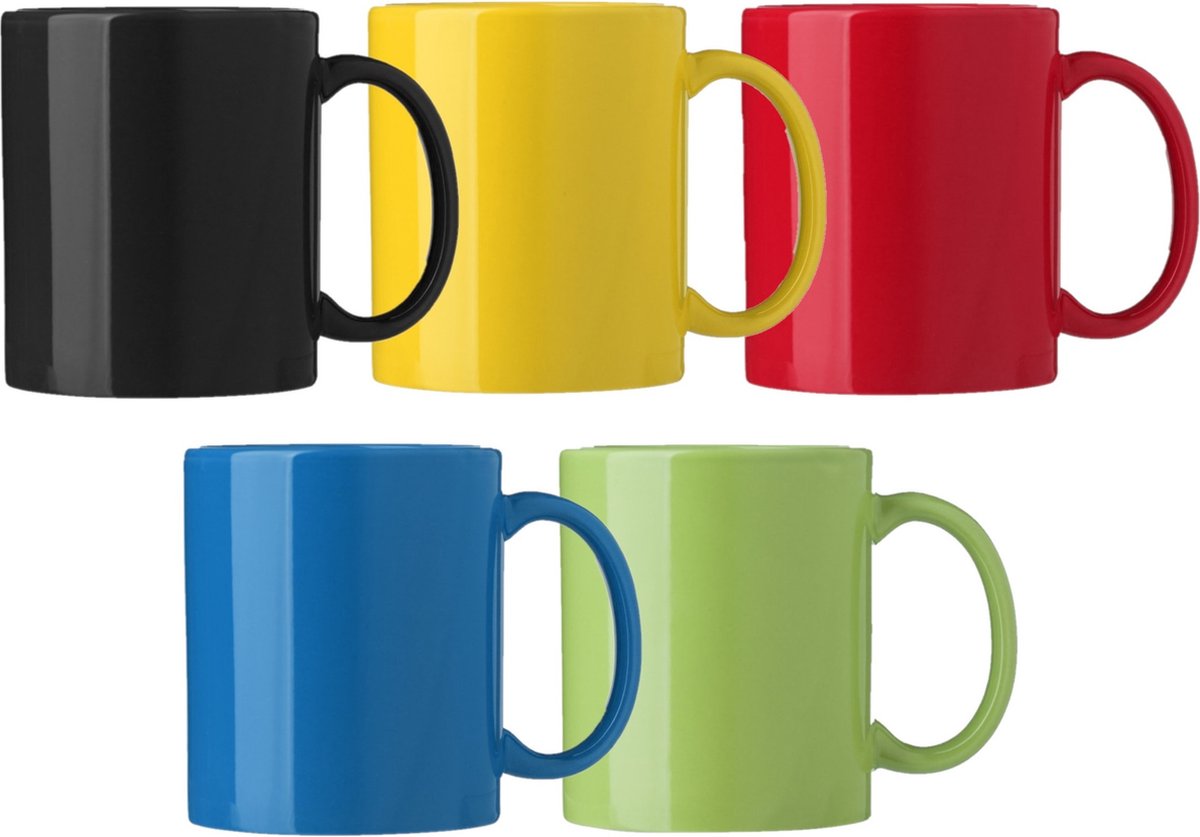 Bellatio Design Koffie mokken/bekers Nantes - 10x - keramiek - multi kleuren - 300 ml