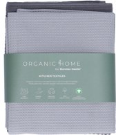 Organic Home Luxe set Theedoek Tundra + Keukendoek Forest Grey GOTS van 65 x 65 cm , Handdoek van 100% biologisch katoen