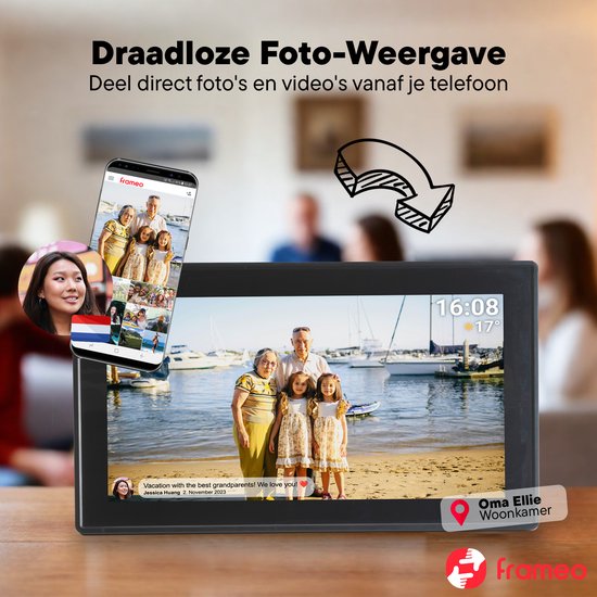Denver Digitale Fotolijst 15.6 Inch - Hout - XL - Full HD - Frameo App