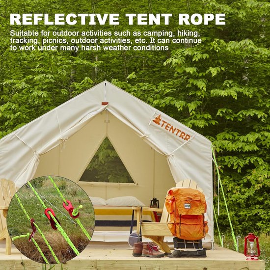 6 Pièces Corde De Tente Réfléchissante, 4M/4mm Cordes De Tente Avec Poulie Corde A Cliquet Reglable Corde Nylon Escalade Pour Camping Tente Bache Randonnee Suspension 88427464