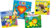Kinderboeken Pakket 1 t/m 3 jaar - Voordeelbundel van 4 boeken: Voorleesboek Peppa Pig + Voelboek Bumba + Flapjesboek dieren + Kartonboek Boerderijdieren