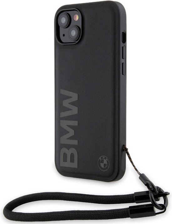 BMW Signature Wordmark Back Case met Koord - Geschikt voor Apple iPhone 15 Plus (6.7") - Zwart