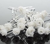 Hairpins – Wit Roosje met Kristalletje - 4 stuks