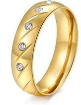 Schitterende 14 K Gold Plated Zirkonia Ring | Damesring | Jonline | 17,25 mm. maat 54