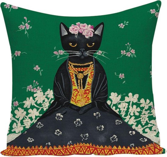 Katten Kussenhoes - Frida Kahlo - 45x45 cm - Katten Kussen | bol.com