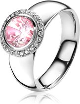 ZINZI zilveren ring rond roze ZIR1244R