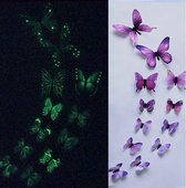 3-D vlinderstickers / glow in the dark Paars/Lila