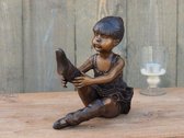 Tuinbeeld - bronzen beeld - Zittende ballerina - Bronzartes - 21 cm hoog