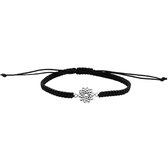Armband | Katoenen armband met zilveren bloem of mandala
