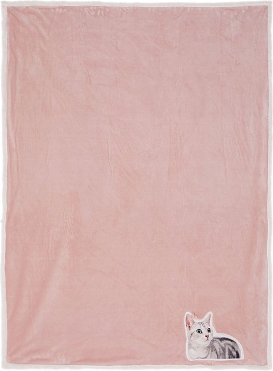 Clayre & Eef Plaid 130*160 cm Roze Polyester Rechthoek Deken Kleed Dekentje
