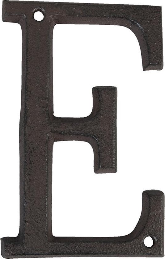 Clayre & Eef IJzeren Letter E 13 cm Bruin Ijzer Decoratie Letters