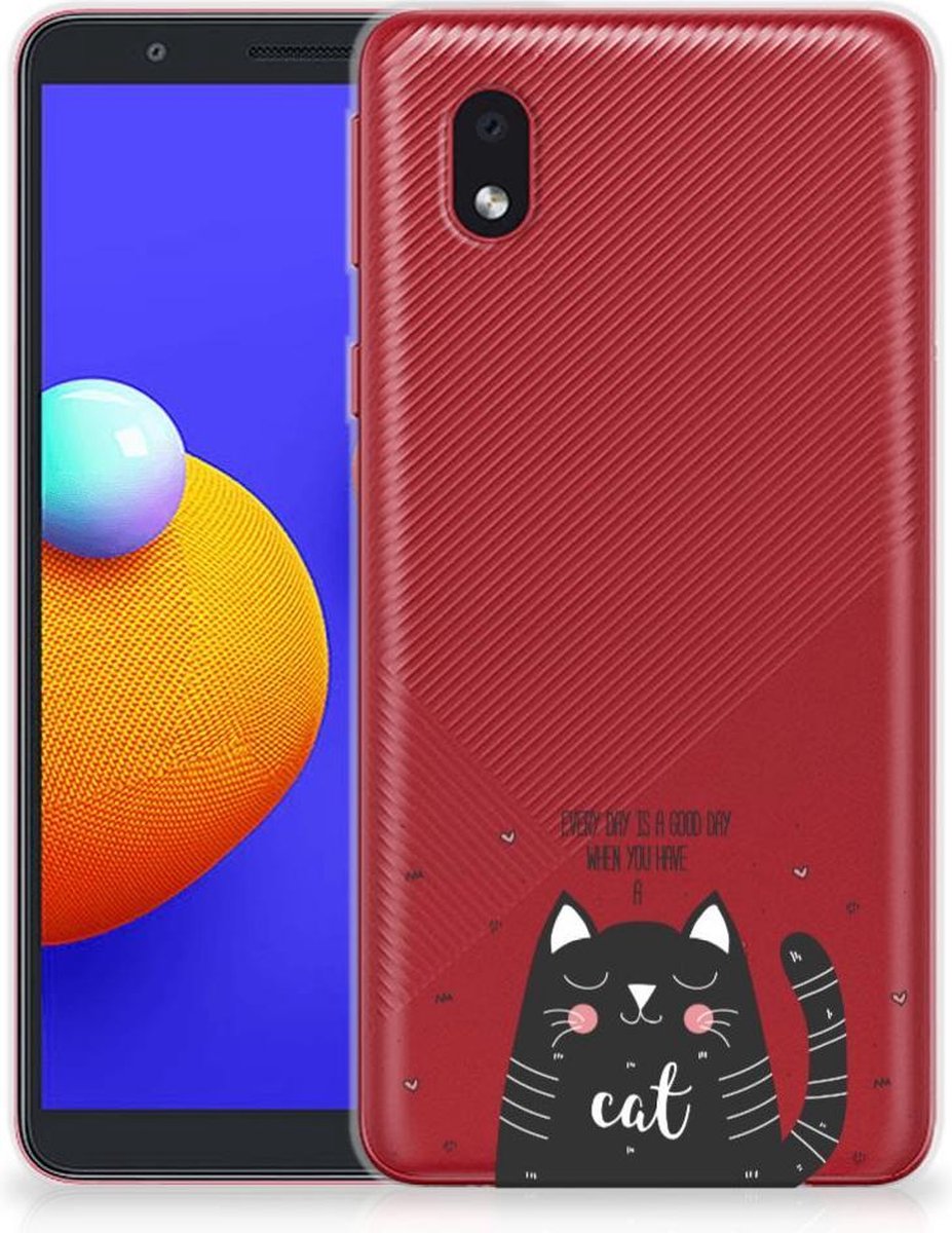 Samsung Galaxy A01 Core Telefoonhoesje met Naam Cat Good Day
